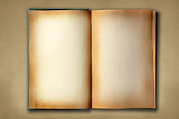 Fleckiges altes Arbeitsbuch offen auf destilliert — Stockfoto