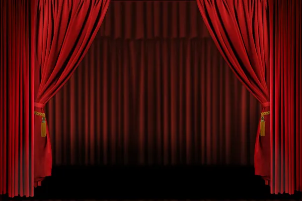Horizontal Stage Drapes Open For Present — Stock Photo, Image