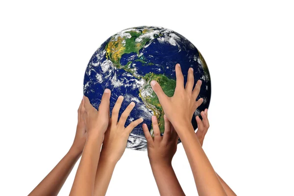 Future Generations With Earth in their H — Stock Photo, Image