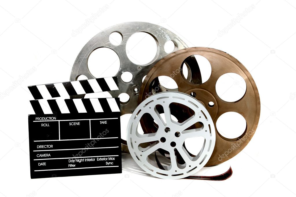 Movie Production Clapper and Film Tins o