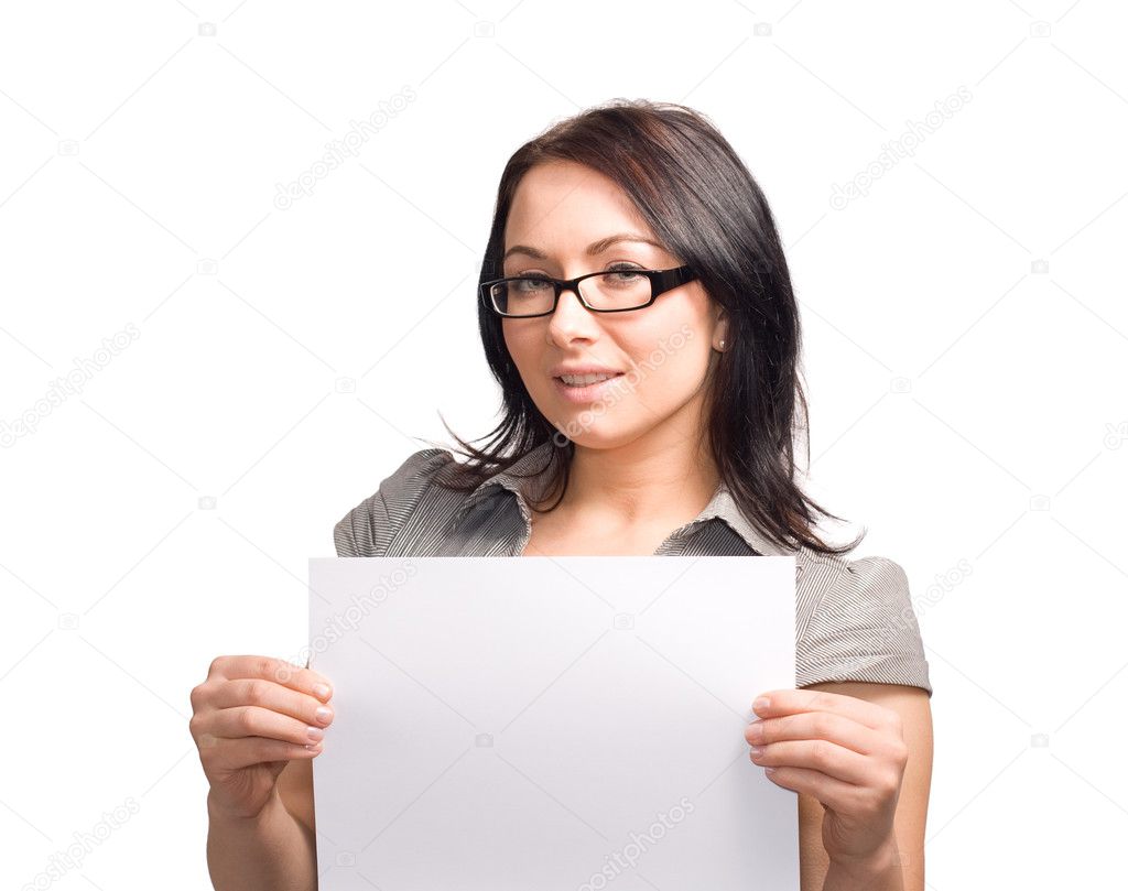 Girl with blank sign