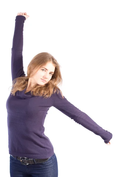 Woman spread her arms — Stock Photo, Image