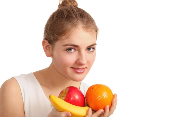 Chica con frutas — Foto de Stock