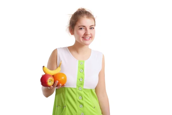 Девушка с фруктами — стоковое фото