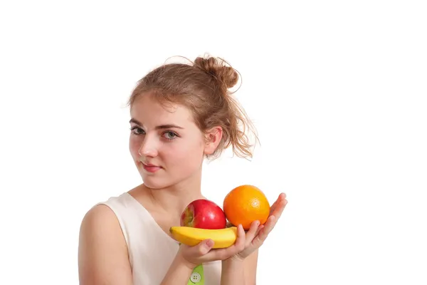 Menina com frutas — Fotografia de Stock