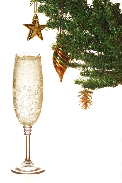 stock image Christmas tree and champagne