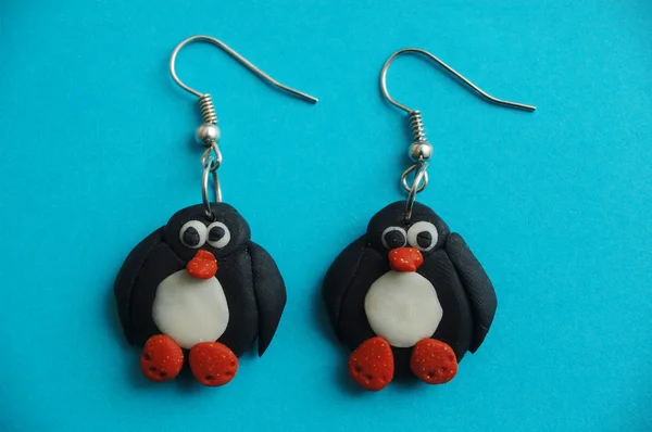 Penguin earrings — Stock Photo, Image