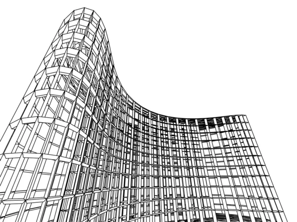3d ескіз монохромної архітектури — стокове фото
