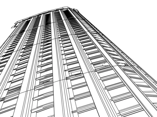 3d sketch monochrome architecture — Stock Photo, Image
