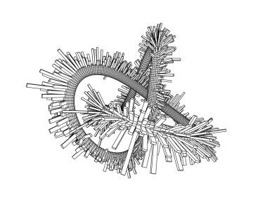 3D çizimi tek renkli mimarisi