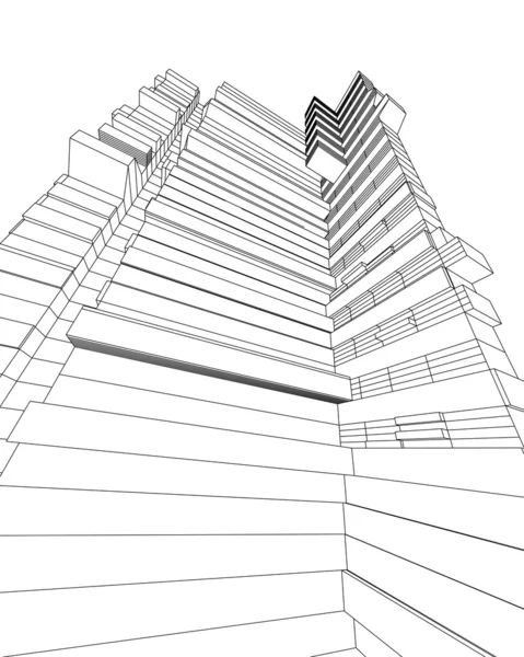 3D skica monochromatických architektura — Stock fotografie