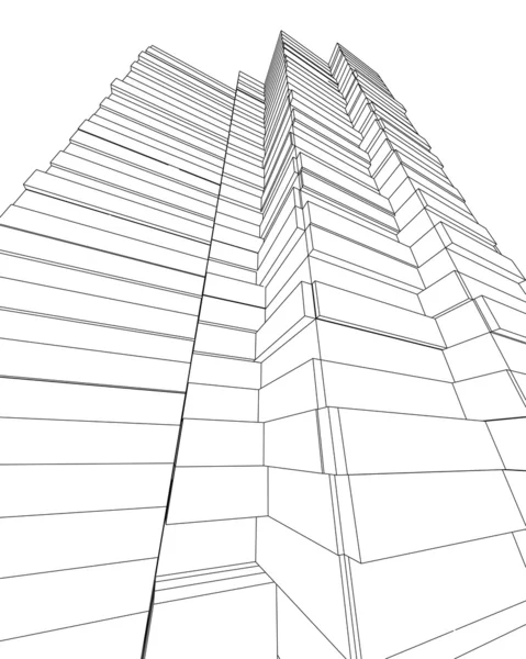 3D αρχιτεκτονική μονόχρωμη σκίτσο — Φωτογραφία Αρχείου