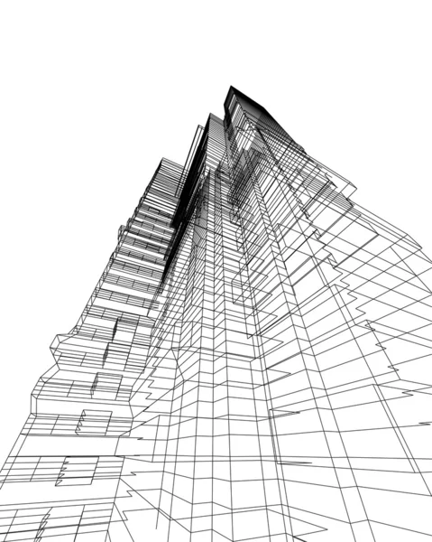 3D αρχιτεκτονική μονόχρωμη σκίτσο — Φωτογραφία Αρχείου