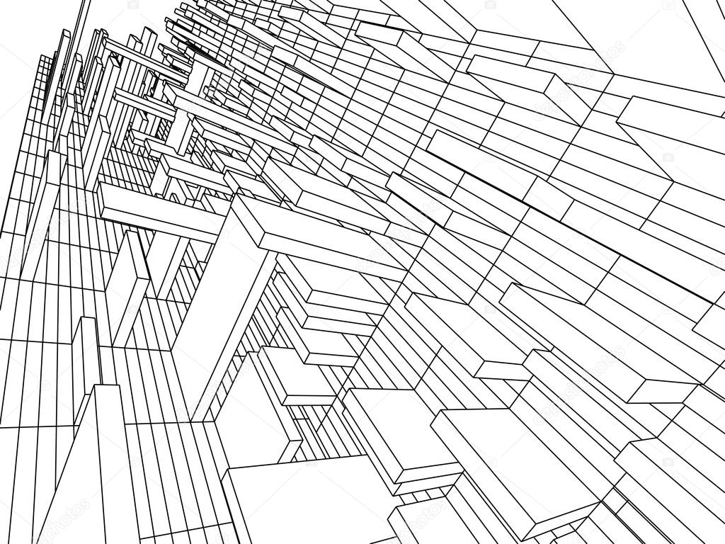 3d sketch monochrome architecture Stock Photo by ©ganzaless 2163009