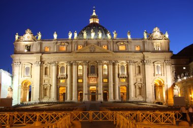 Saint Peters Basilica at night clipart