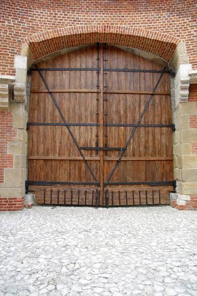 Stare drzwi dębowe z rzeźbione kamienne przestrzenny — Zdjęcie stockowe