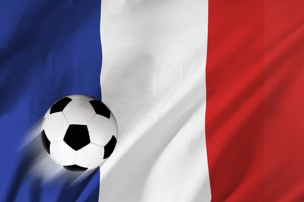 Bola de futebol e bandeira francesa — Fotografia de Stock