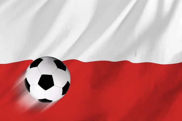 Ballon de football et drapeau polonais — Photo