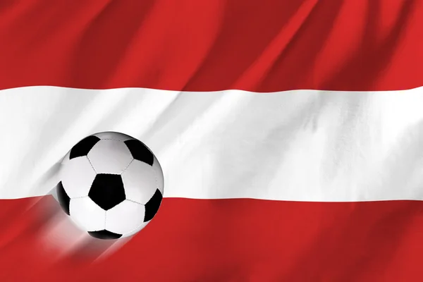 Ballon de football et drapeau autrichien — Photo