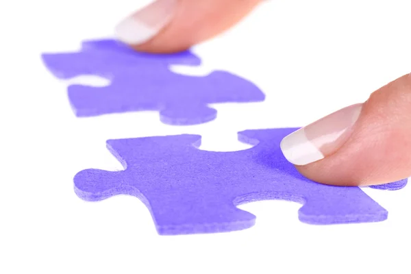 Kéz és a puzzle — Stock Fotó