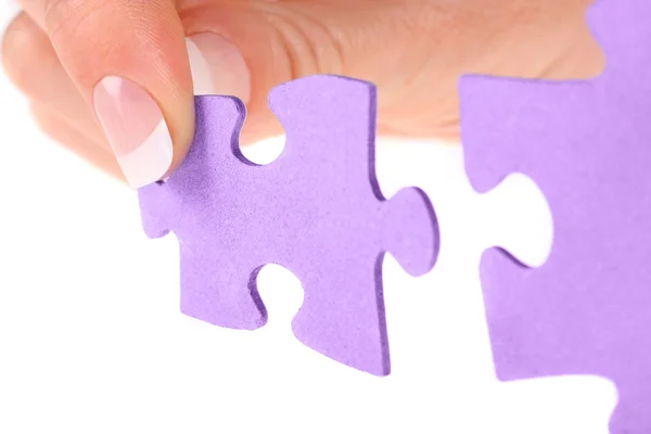 Kéz és a puzzle — Stock Fotó