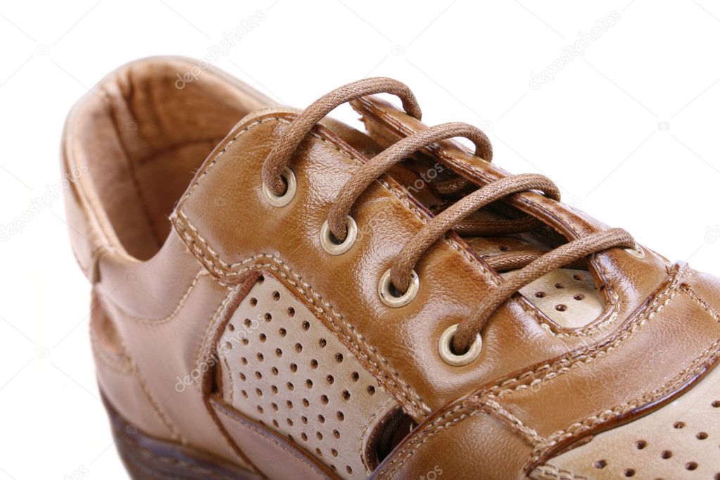 Male leather shoes isolated in white
