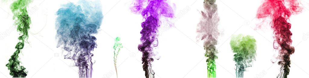Multi-colored smoke on white