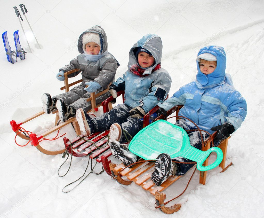 Boys on sled