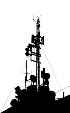 Towers, wired to wireless comm clipart