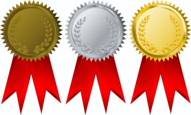 Vector gold, silver and bronze award rib clipart