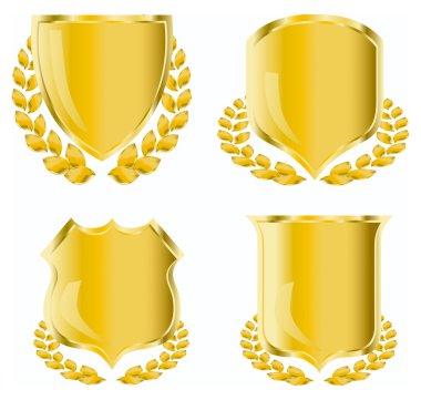 Golden shield with laurel wreath clipart