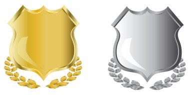 Golden and silver shields with laurel wr clipart