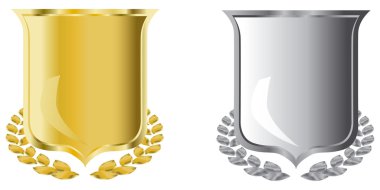 Golden and silver shields with laurel wr clipart