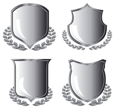 Silver shields with laurel wreath clipart