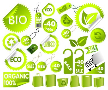 Big Set of green environmental icons clipart