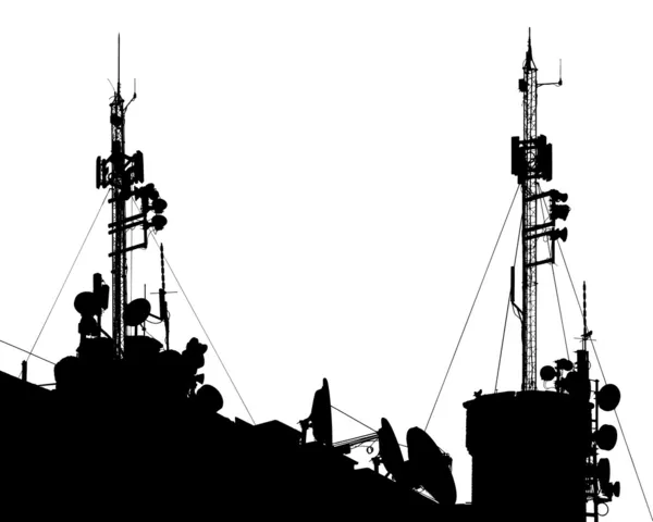 Πύργους, που συνδέονται με καλώδιο σε ασύρματο comm — Διανυσματικό Αρχείο