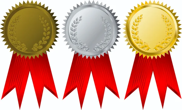Vector de oro, plata y bronce premio costilla — Vector de stock