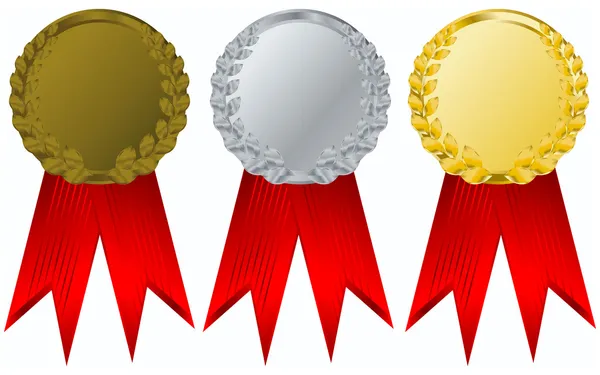 Costola da premio in oro vettoriale, argento e bronzo — Vettoriale Stock