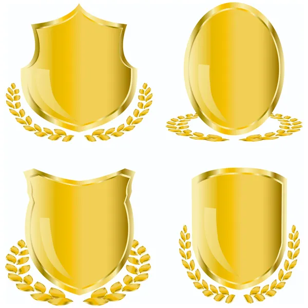 Золотой щит с лавровым венком — стоковый вектор