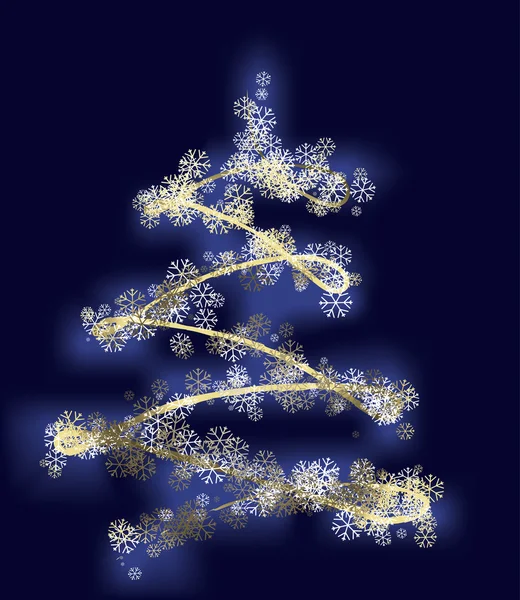 Albero di Natale stilizzato con stelle d'oro — Vettoriale Stock