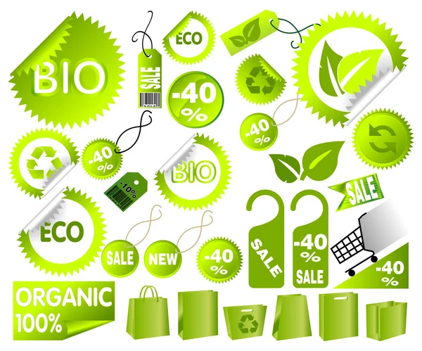 Big Set of green environmental icons — Stock Vector