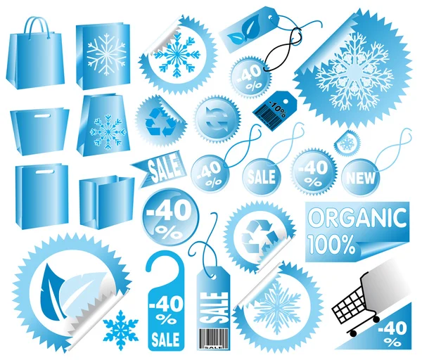 Ensemble d'étiquettes d'hiver de vente vectorielle — Image vectorielle