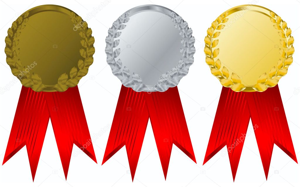 Vector gold, silver and bronze award rib