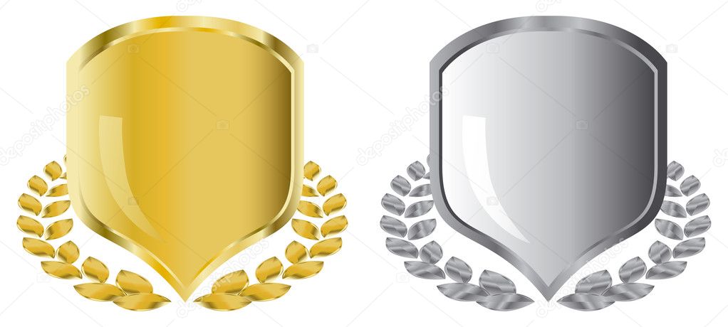Golden and silver shields with laurel wr