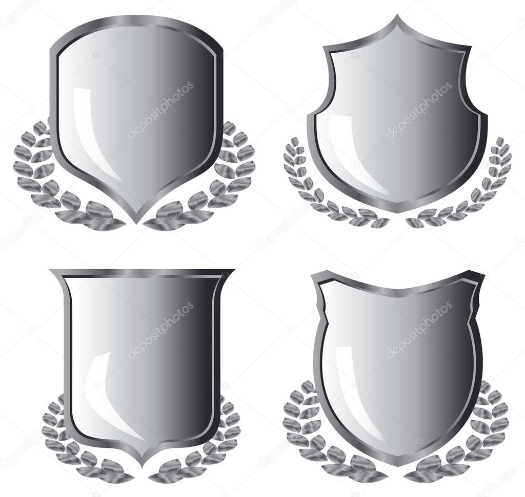 Silver shields with laurel wreath