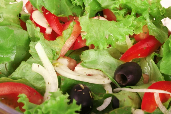 Tossed green salad, with tomatoes — Stock Photo, Image