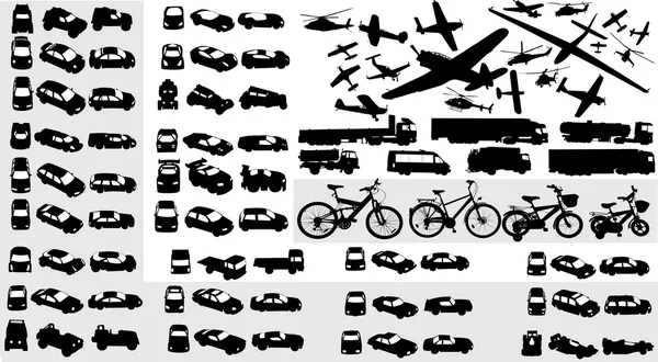 Vector collection of transportation silh — Stock Vector