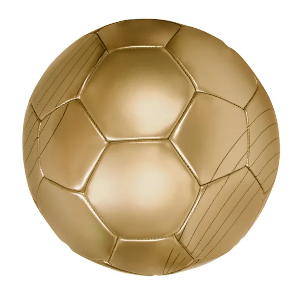 Närbild av en guld fotboll på vit — Stockfoto