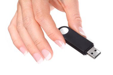 Flash drive in hand clipart