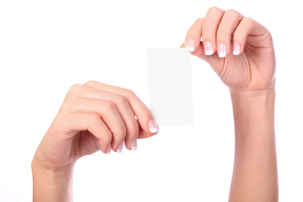 Papierkarte in Frauenhand — Stockfoto